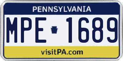 PA license plate MPE1689