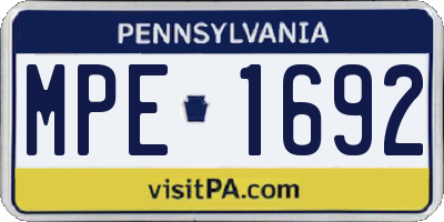 PA license plate MPE1692