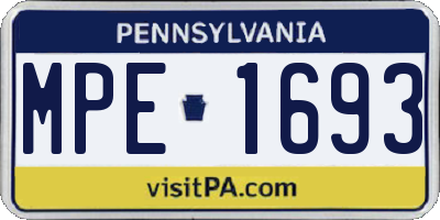PA license plate MPE1693