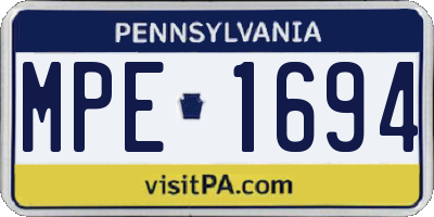 PA license plate MPE1694