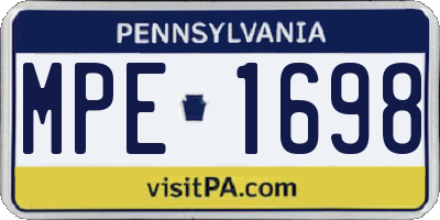 PA license plate MPE1698