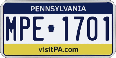 PA license plate MPE1701