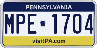 PA license plate MPE1704