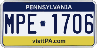 PA license plate MPE1706