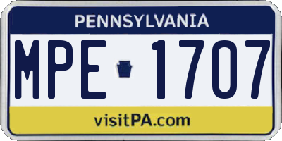 PA license plate MPE1707
