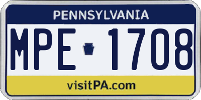 PA license plate MPE1708