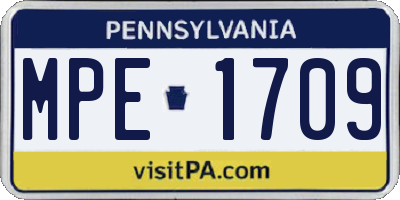 PA license plate MPE1709