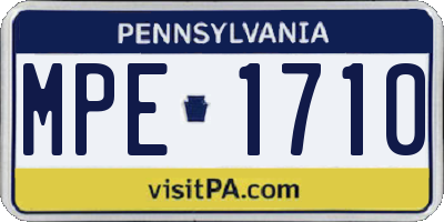 PA license plate MPE1710