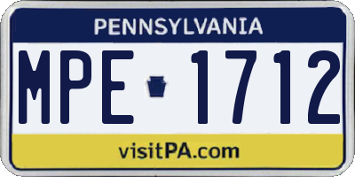 PA license plate MPE1712