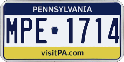 PA license plate MPE1714