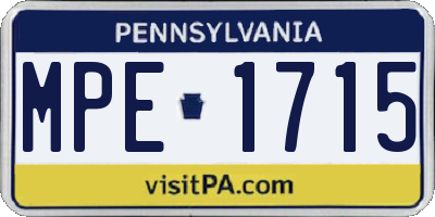 PA license plate MPE1715