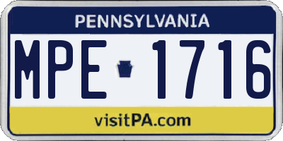 PA license plate MPE1716