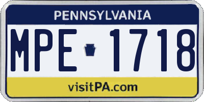 PA license plate MPE1718