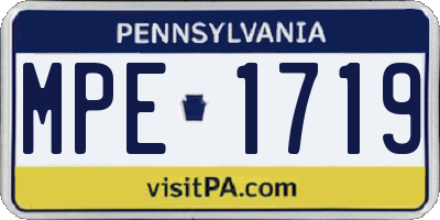 PA license plate MPE1719