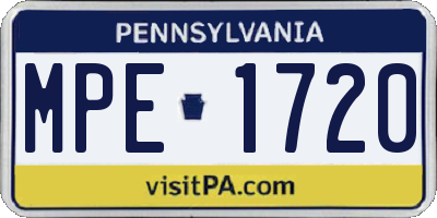 PA license plate MPE1720