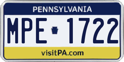 PA license plate MPE1722