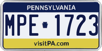 PA license plate MPE1723