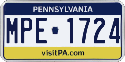 PA license plate MPE1724