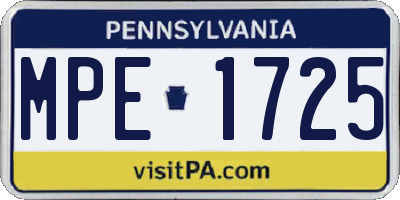 PA license plate MPE1725