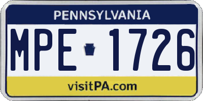 PA license plate MPE1726
