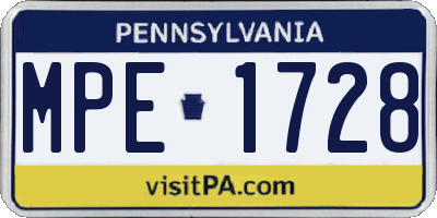 PA license plate MPE1728