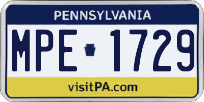 PA license plate MPE1729