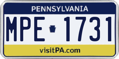 PA license plate MPE1731
