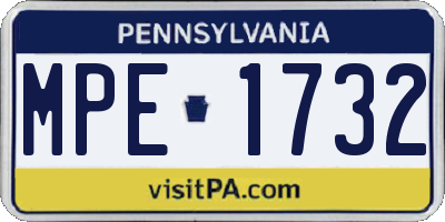 PA license plate MPE1732