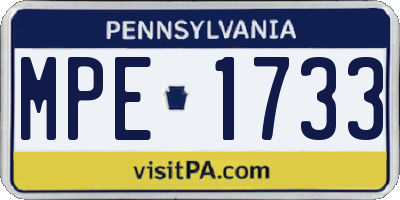 PA license plate MPE1733