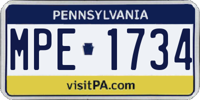 PA license plate MPE1734