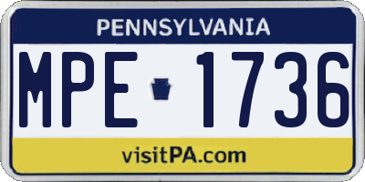 PA license plate MPE1736