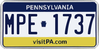 PA license plate MPE1737