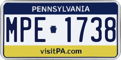 PA license plate MPE1738