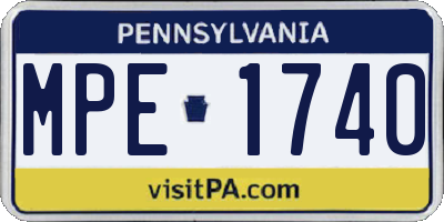 PA license plate MPE1740