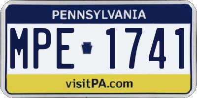 PA license plate MPE1741
