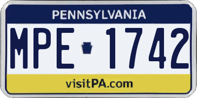 PA license plate MPE1742