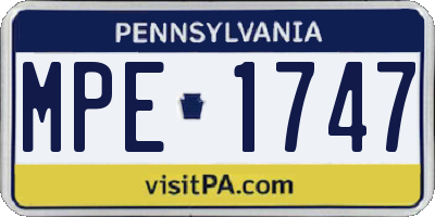 PA license plate MPE1747