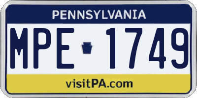 PA license plate MPE1749