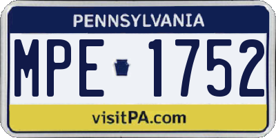 PA license plate MPE1752