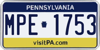 PA license plate MPE1753