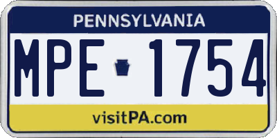 PA license plate MPE1754