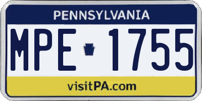 PA license plate MPE1755