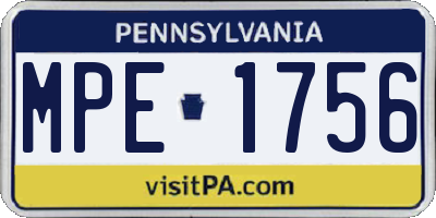 PA license plate MPE1756