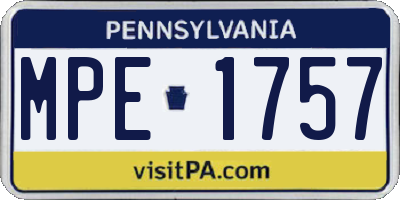 PA license plate MPE1757