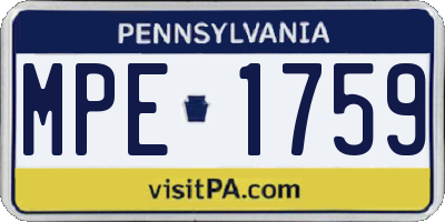 PA license plate MPE1759