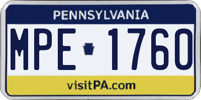 PA license plate MPE1760