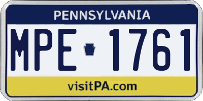 PA license plate MPE1761