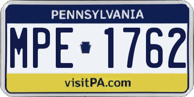 PA license plate MPE1762
