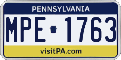 PA license plate MPE1763