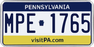 PA license plate MPE1765